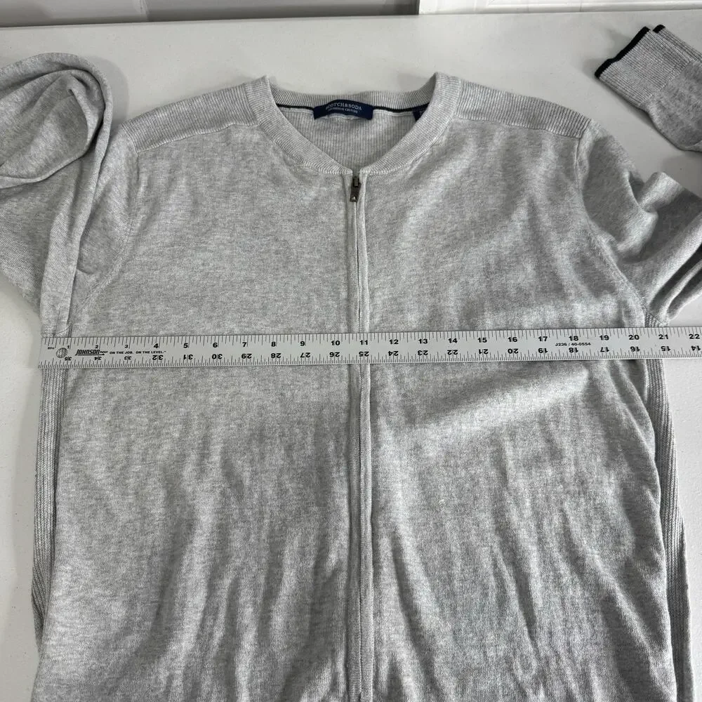 Scotch & Soda Full Zip Sweater Mens XL Gray Cotton Wool Knit Cardigan Minimalist